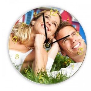 Sienas personalizēts pulkstenis izgatavots no MDF Ø 19 cm ar jūsu foto