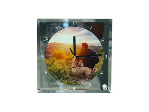 Sienas personalizēts pulkstenis izgatavots no stikla/spogulis 20cmx20cm ar jūsu foto - Image 3